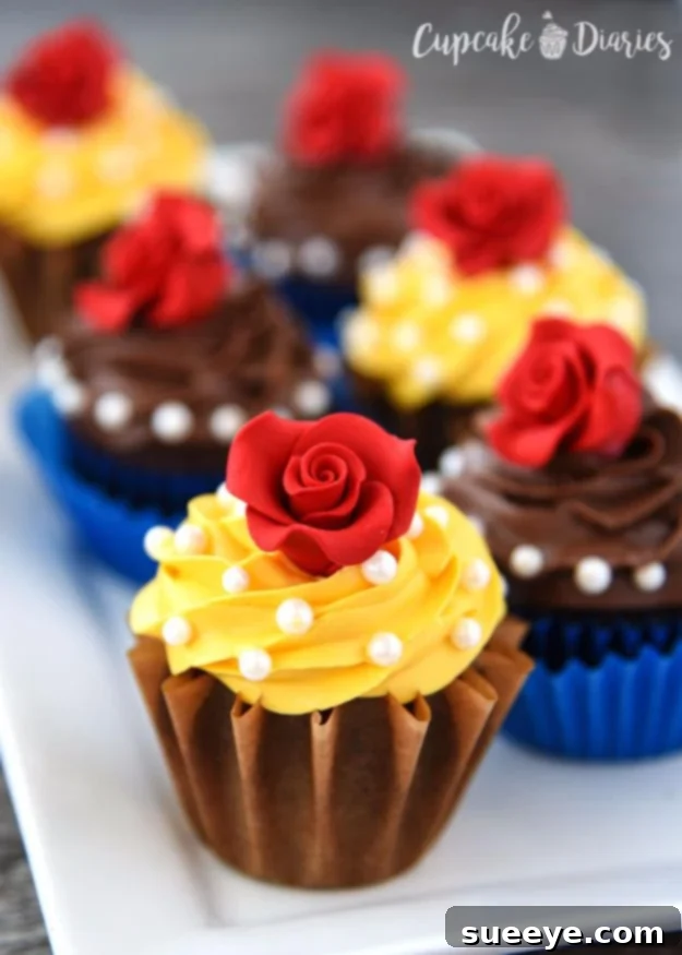 Enchanting Beauty And The Beast Cupcakes for Princess Parties Magical Beauty And The Beast Cupcakes with Enchanted Rose