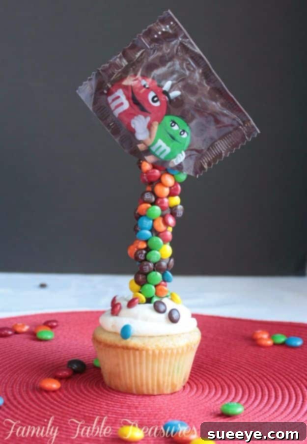 Amazing Gravity Defying M&M Cupcakes - A Fun Visual Trick Spectacular Gravity Defying M&M Cupcakes with Candy Spill