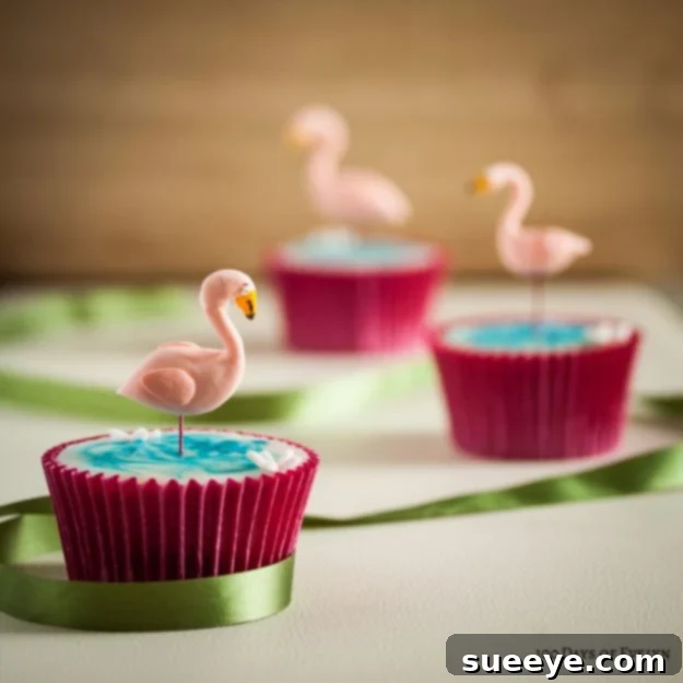Adorable Flamingo Cupcakes with Vibrant Pink Decor Charming Pink Flamingo Cupcakes for a Tropical Party Theme