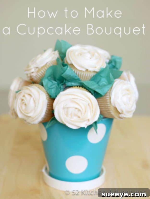 Creative Cupcake Bouquet for Mother's Day, Showers, or Birthdays Beautiful Cupcake Bouquet - A Perfect Edible Gift for Special Occasions