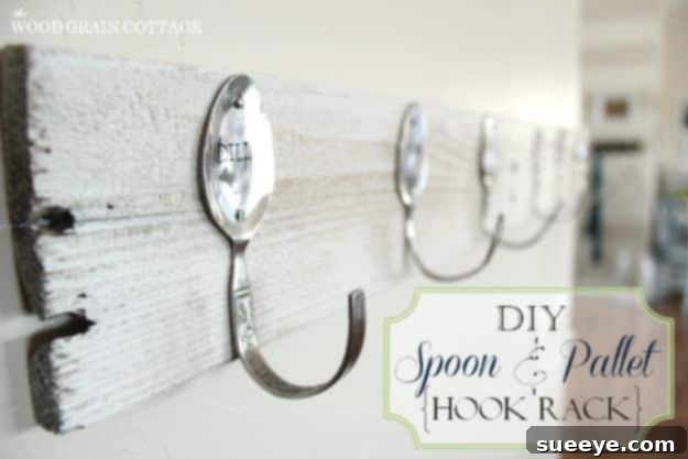 DIY Silverware Upgrades - DIY Spoon And Pallet Hook Rack - Creative Ways To Improve Boring Silver Ware and Palce Settings - Paint, Decorate and Update Your Flatware With These Creative Do IT Yourself Tutorials- Forks, Knives And Spoons all Get Dressed Up With These New Looks For Kitchen and Dining Room 