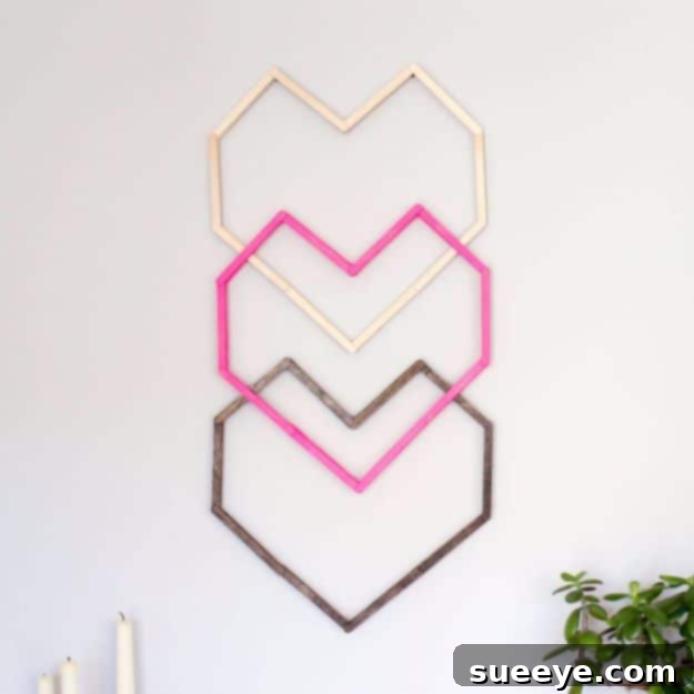 Rustic Chic DIY Wall Decor Projects 14 Geometric Heart DIY Wall Art