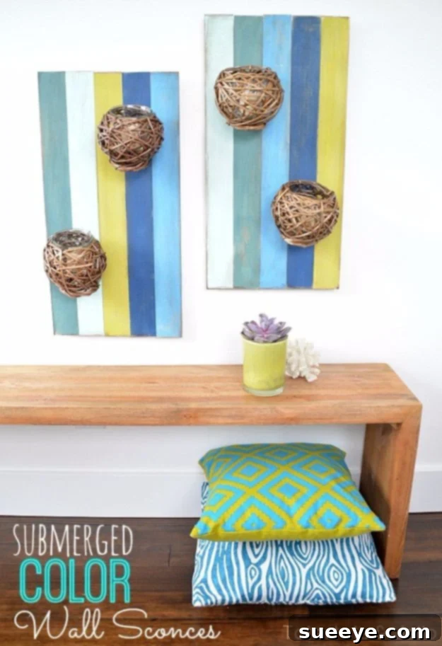 Rustic Chic DIY Wall Decor Projects 3 Submerged Color DIY Wall Art Sconces