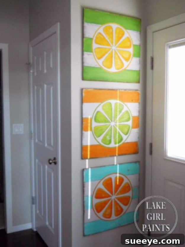 Rustic Chic DIY Wall Decor Projects 34 Citrus Stripes Wall Art