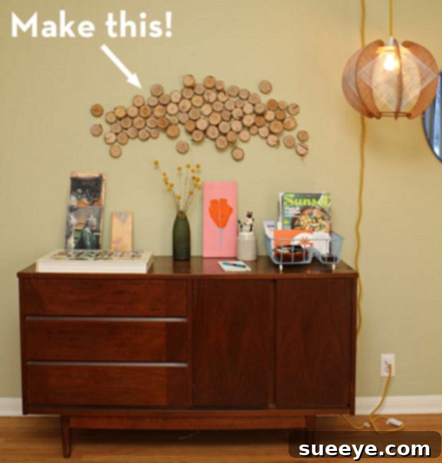 Rustic Chic DIY Wall Decor Projects 42 Logs into Affordable Wall Art