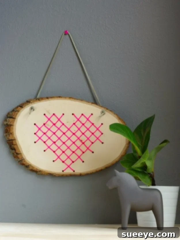 Rustic Chic DIY Wall Decor Projects 6 Cross Stitch Heart in Wood Wall Art