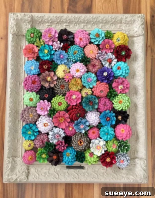 Rustic Chic DIY Wall Decor Projects 10 Framed Pine Cone Flower Decor