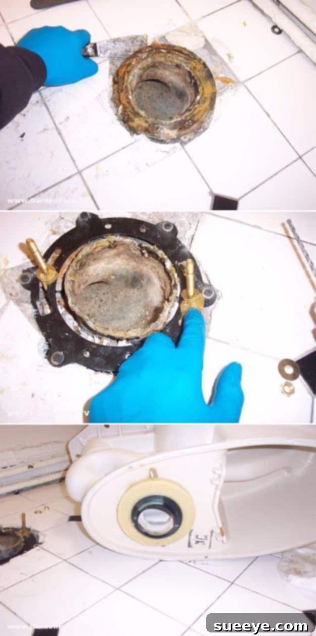 Easy Home Repair Hacks - Replace A Broken Toilet Flange - Quick Ways to Easily Fix Broken Things Around The House - DIY Tricks for Home Improvement and Repairs - Simple Solutions for Kitchen, Bath, Garage and Yard - Caulk, Grout, Wall Repair and Wood Patching and Staining #hacks #homeimprovement Easy Home Repair Hacks - Replace A Broken Toilet Flange - Quick Ways to Easily Fix Broken Things Around The House - DIY Tricks for Home Improvement and Repairs - Simple Solutions for Kitchen, Bath, Garage and Yard - Caulk, Grout, Wall Repair and Wood Patching and Staining #hacks #homeimprovement