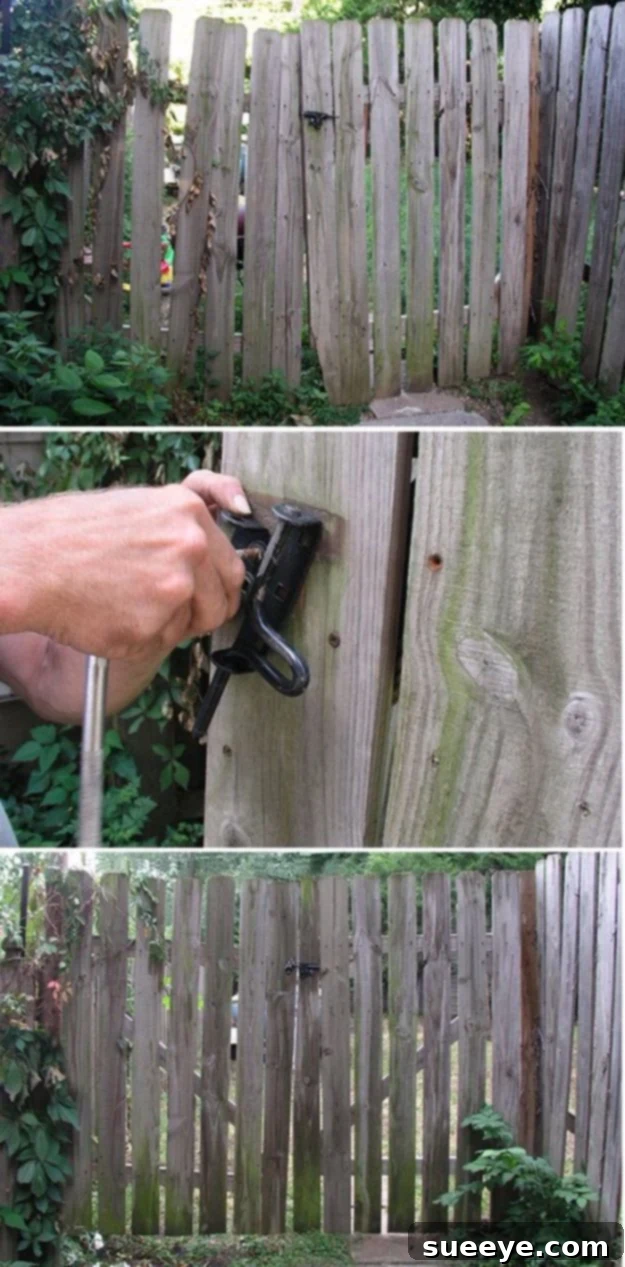 Easy Home Repair Hacks - Repair a Sagging Gate - Quick Ways to Easily Fix Broken Things Around The House - DIY Tricks for Home Improvement and Repairs - Simple Solutions for Kitchen, Bath, Garage and Yard - Caulk, Grout, Wall Repair and Wood Patching and Staining #hacks #homeimprovement Easy Home Repair Hacks - Repair a Sagging Gate - Quick Ways to Easily Fix Broken Things Around The House - DIY Tricks for Home Improvement and Repairs - Simple Solutions for Kitchen, Bath, Garage and Yard - Caulk, Grout, Wall Repair and Wood Patching and Staining #hacks #homeimprovement