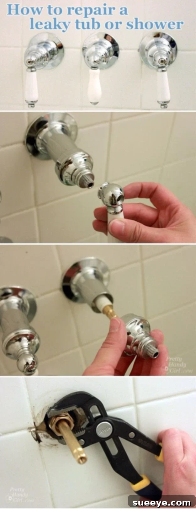 Easy Home Repair Hacks - Repair a Leaky Shower or Tub Faucet - Quick Ways to Easily Fix Broken Things Around The House - DIY Tricks for Home Improvement and Repairs - Simple Solutions for Kitchen, Bath, Garage and Yard - Caulk, Grout, Wall Repair and Wood Patching and Staining #hacks #homeimprovement Easy Home Repair Hacks - Repair a Leaky Shower or Tub Faucet - Quick Ways to Easily Fix Broken Things Around The House - DIY Tricks for Home Improvement and Repairs - Simple Solutions for Kitchen, Bath, Garage and Yard - Caulk, Grout, Wall Repair and Wood Patching and Staining #hacks #homeimprovement
