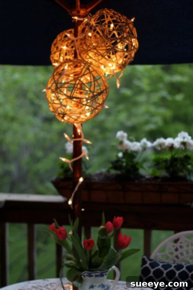 DIY Twine Lanterns DIY lanterns made from twine wrapped around balloons and illuminated