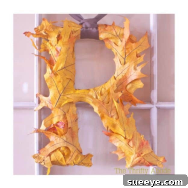 Fall Leaf Initial Large foam initial decorated with artificial fall leaves