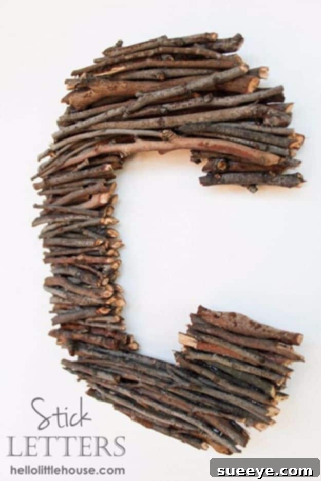 Twig Stick Letters Letters crafted from natural twigs and sticks