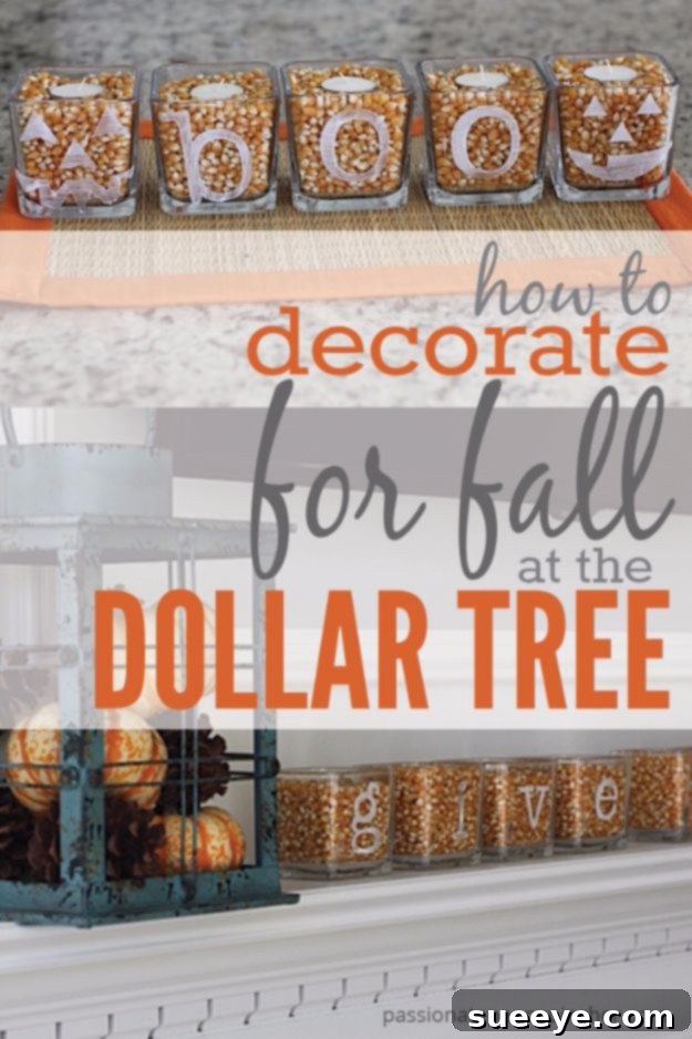 Decorate For Fall At The Dollar Tree Etched glass jars with fall designs, created using Dollar Tree supplies