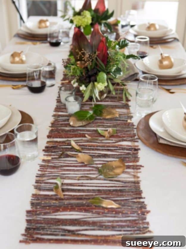 Rustic Twig Table Runner DIY table runner crafted from natural twigs and twine