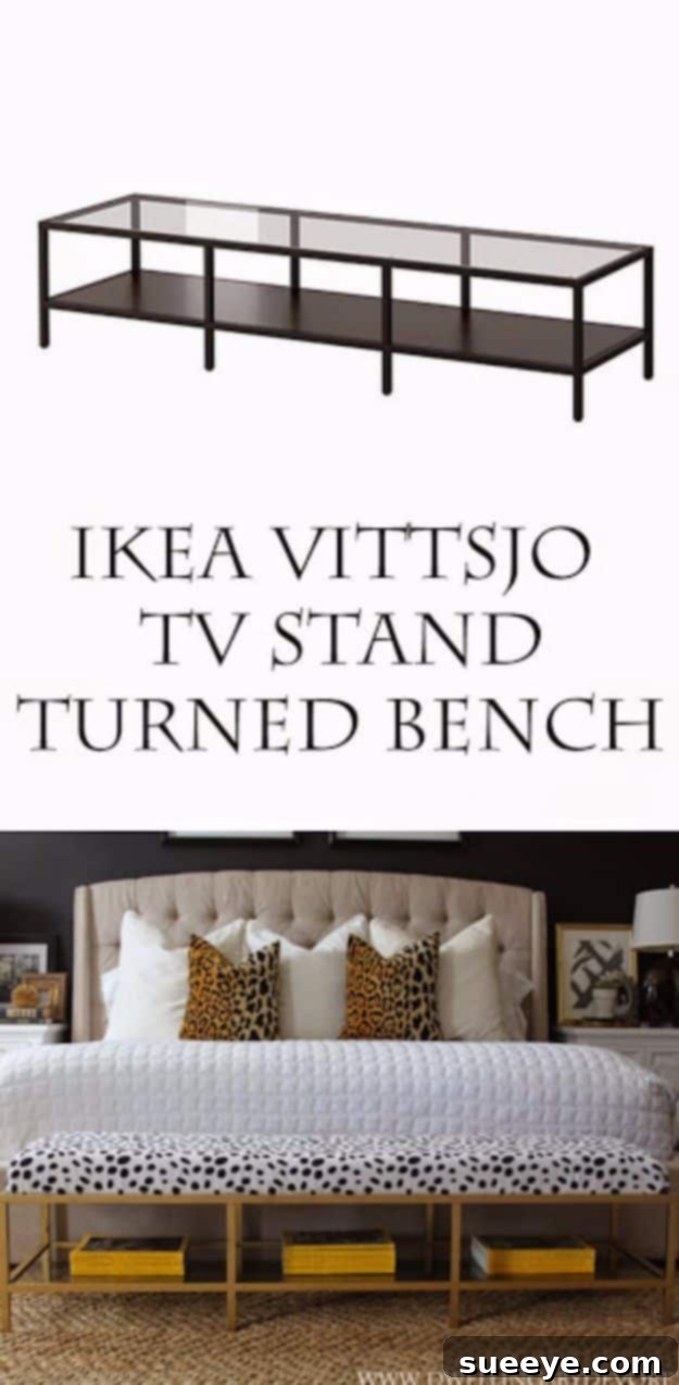 IKEA Hacks For The Bedroom: IKEA Vittsjo TV Stand Turned Bench - Best IKEA Furniture Hack Ideas for Bed, Storage, Nightstand, Closet System, Dresser, Vanity, Wall Art, and Kids' Rooms - Easy and Cheap DIY Projects for Affordable Room and Home Decor #ikeahacks #diydecor #bedroomdecor IKEA Hacks For The Bedroom: IKEA Vittsjo TV Stand Turned Bench - Best IKEA Furniture Hack Ideas for Bed, Storage, Nightstand, Closet System, Dresser, Vanity, Wall Art, and Kids' Rooms - Easy and Cheap DIY Projects for Affordable Room and Home Decor #ikeahacks #diydecor #bedroomdecor