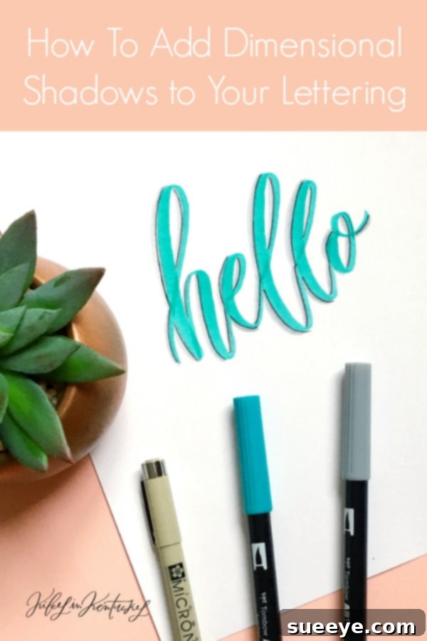 Dimension in Brush Lettering: Depth and Shadows Tutorial on adding dimension to brush lettering using techniques like drop shadows and embossed effects.