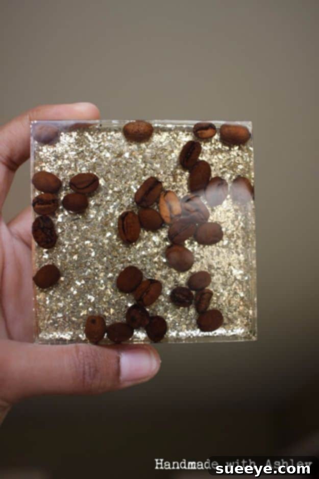 Coffee Bean Resin Coaster Craft DIY Resin Coaster with Coffee Beans
