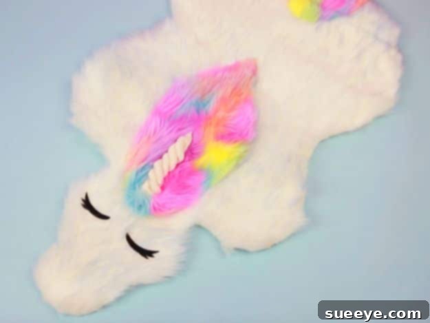 DIY Unicorn Rug - Whimsical Kids' Decor DIY Unicorn Rug project, perfect for a whimsical and magical bedroom accent.
