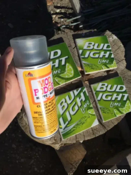 Creative DIY beer coasters made from recycled six-pack packaging, a fun and eco-friendly gift.