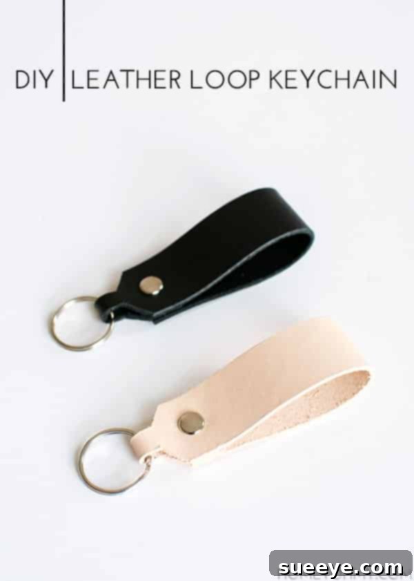 Easy DIY leather loop keychain, a perfect handmade stocking stuffer or group gift for men.