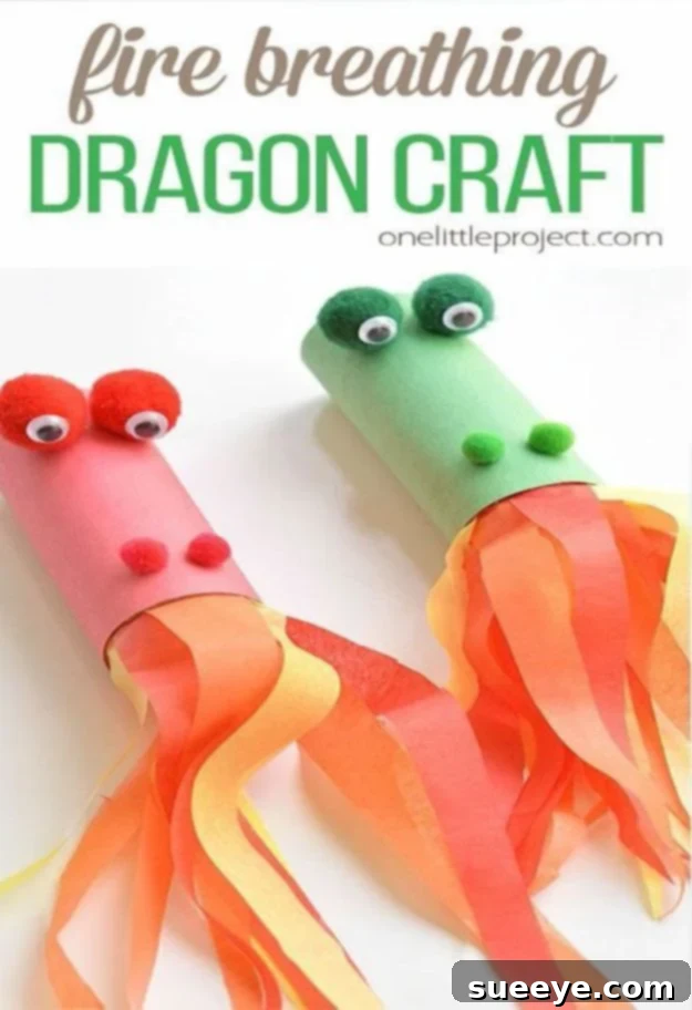 Fire breathing dragon craft for kids, inspiring imaginative play DIY fire-breathing dragon craft made from paper rolls and tissue paper flames