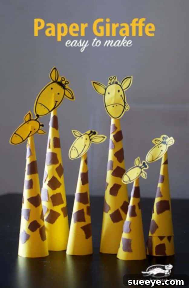 Paper giraffe craft for kids, fun for zoo themes Simple paper giraffe craft for kids, easy to fold and assemble