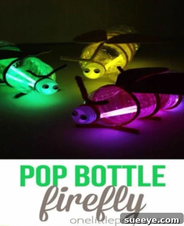 Pop bottle firefly craft, magical for nighttime play DIY glowing pop bottle firefly craft for kids, made from recycled bottles