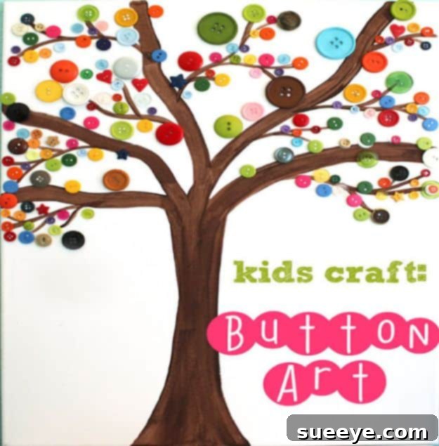 Button art craft for kids, enhancing fine motor skills DIY button art for boys, creating colorful designs with buttons