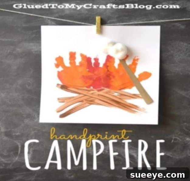 Handprint campfire craft, perfect for camping lovers Easy handprint campfire DIY for boys, a cozy keepsake craft