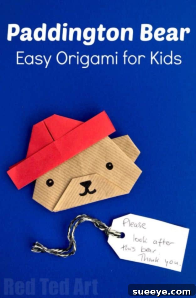 Paddington bear craft, simple paper folding fun DIY paper Paddington Bear craft for kids, a beloved character activity