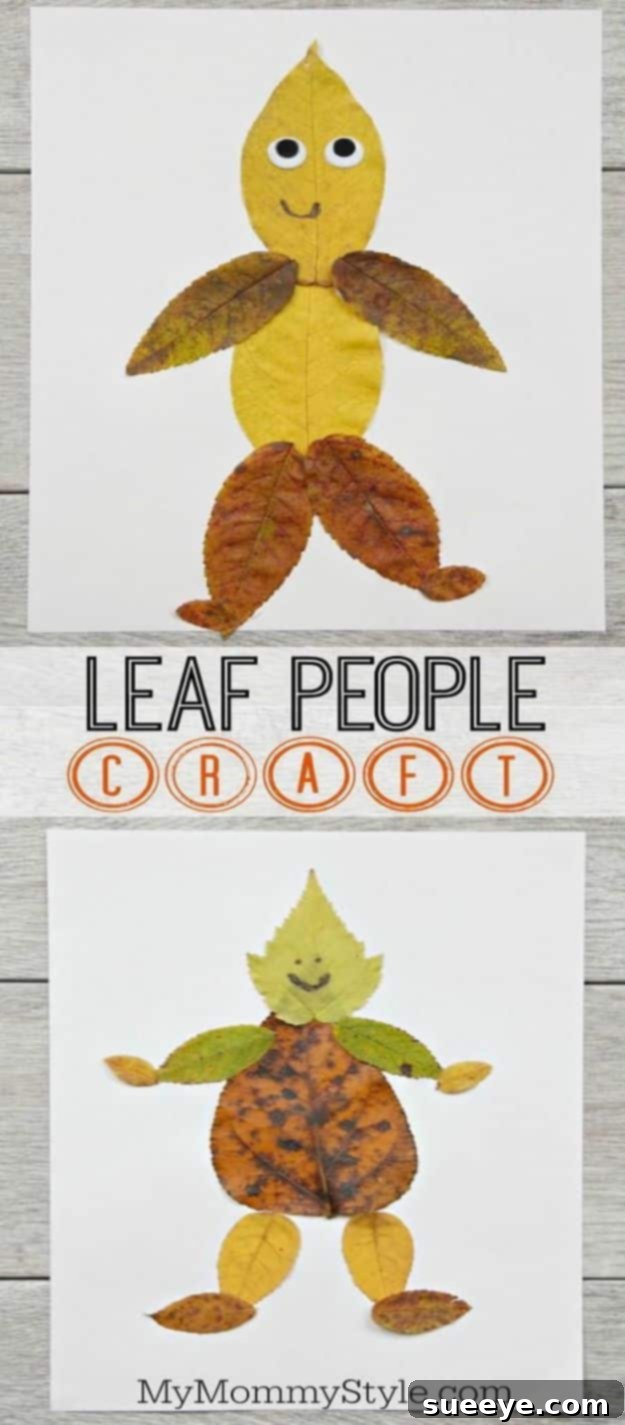 Leaf people craft for kids, inspiring nature exploration DIY leaf people for boys, made from fallen leaves and markers