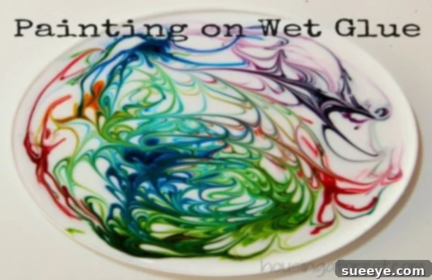 Wet glue painting craft, a unique sensory art experience Easy glue painting DIY for boys, creating raised textured artwork