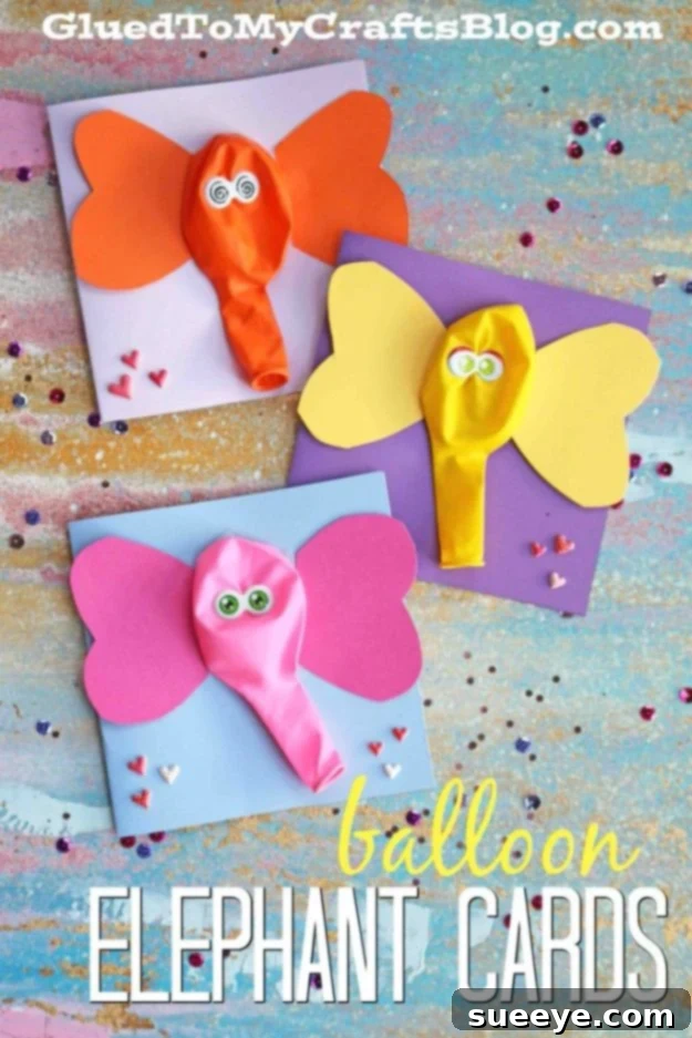 Step-by-step DIY balloon elephant card craft for children Creative balloon elephant card craft for kids with a fun pop-up trunk