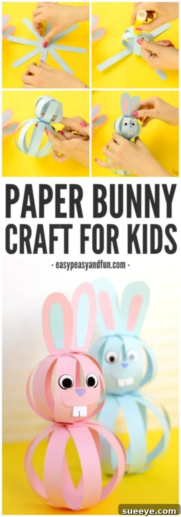 Paper bunny craft for kids, perfect for spring activities Easy bunny craft DIY for boys, made with simple paper folding and cutting