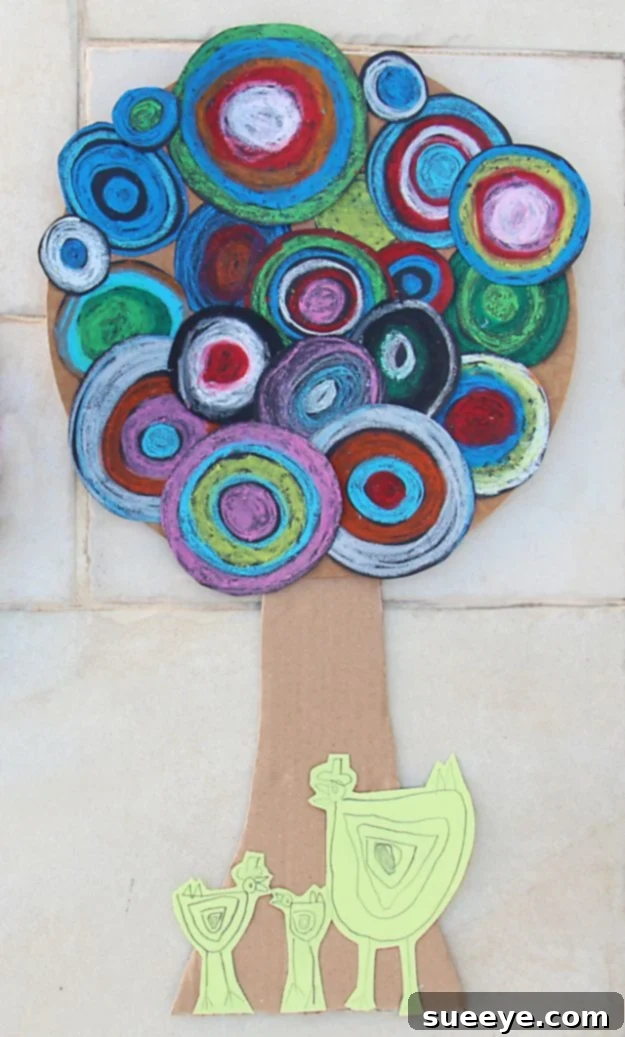 Blooming tree craft for kids, celebrating nature and springtime growth DIY tree craft for boys, blooming tree craft for Tu B'Shevat with paper blossoms