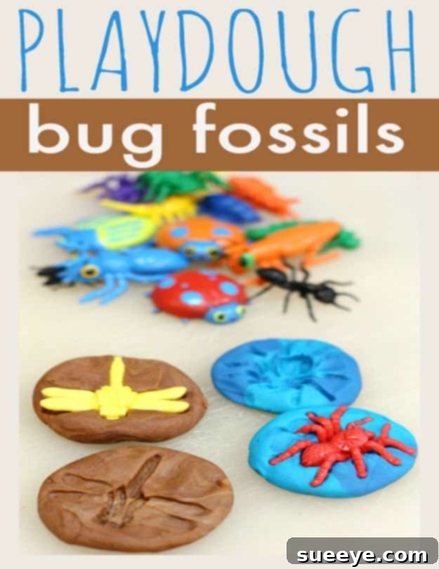 Playdough bug fossils craft for budding paleontologists DIY playdough bug fossils for kids, a fun science activity