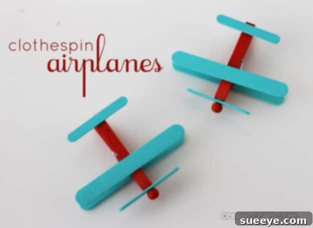Clothespin airplane craft for kids, perfect for rainy days Easy clothespin airplane DIY for boys, creative and fun