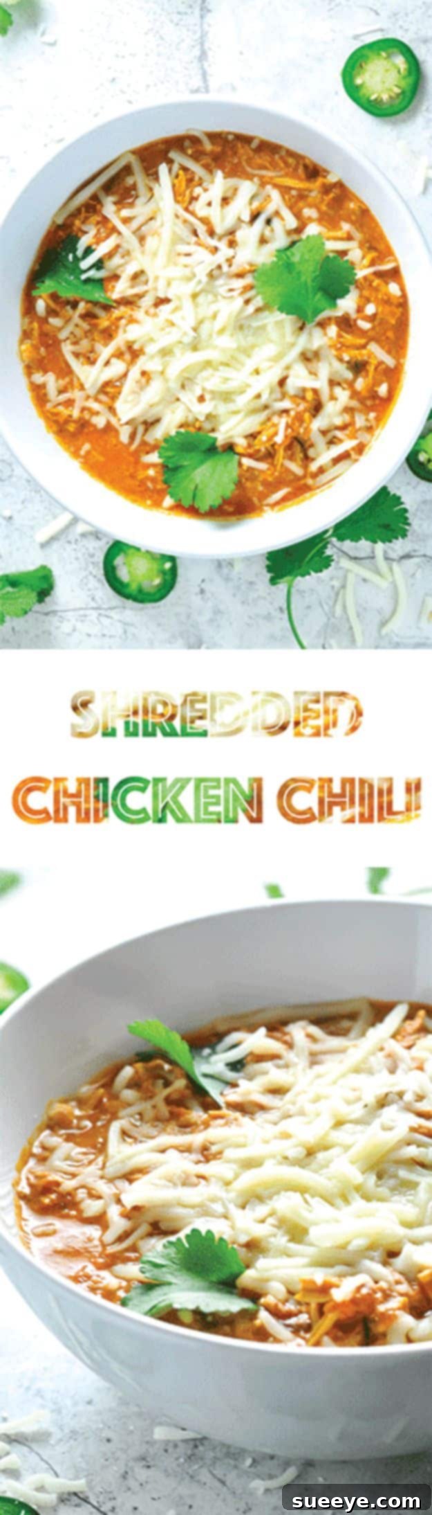 Quick Shredded Chicken Chili using rotisserie chicken Comforting Shredded Chicken Chili recipe for an easy dinner