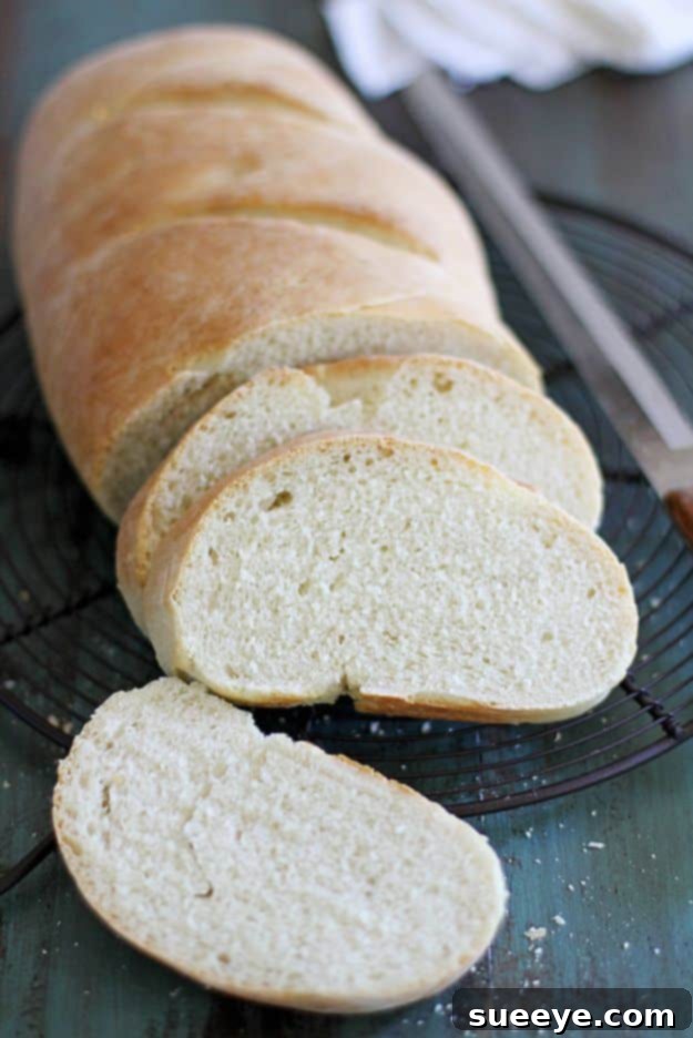 Traditional Classic Italian Bread Recipe Long, crusty loaf of Classic Italian Bread, perfect for dipping