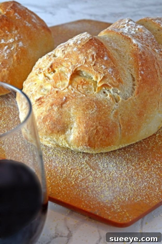 Simple Homemade Crusty Bread Recipe Rustic Homemade Crusty Bread loaf with a beautiful golden crust
