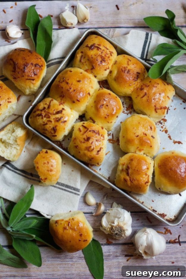Aromatic Sage Parmesan Garlic Buns Recipe Savory Sage Parmesan Garlic Buns, golden and fragrant