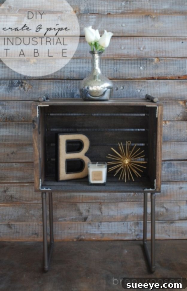 Uncrate Your Creativity: 34 DIY Home Decor Projects 3 DIY Pipe Crate Industrial Table - Modern Rustic Furniture Project