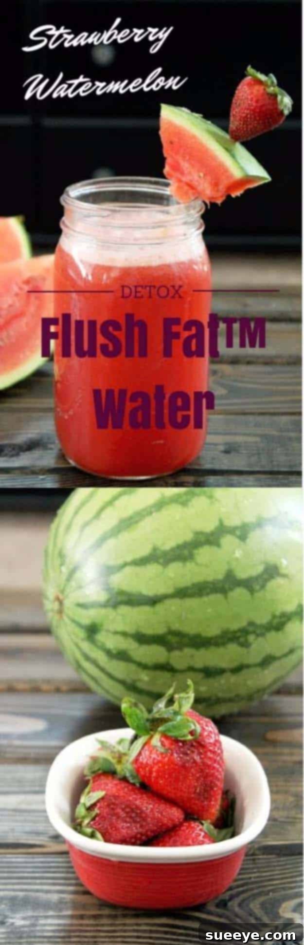 Strawberry Watermelon Flush Fat Water Recipe Strawberry Watermelon Flush Fat Water to support weight loss and detoxification