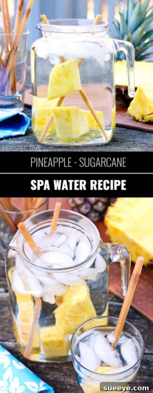 Pineapple Sugarcane Spa Water Recipe Pineapple Sugarcane Spa Water for a sweet and refreshing detox