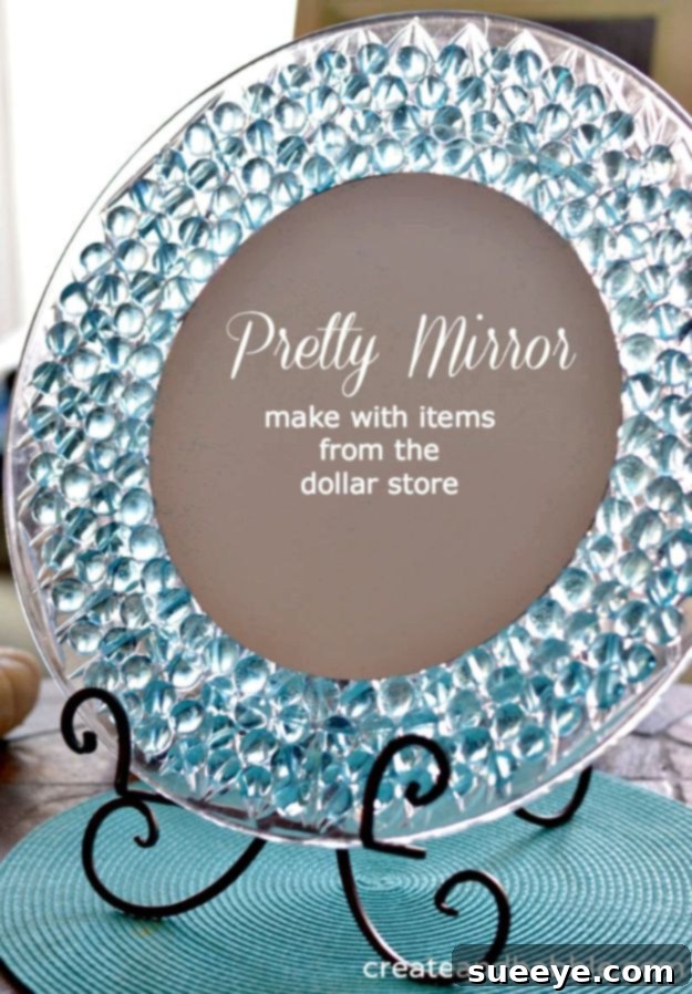 DIY elegant dresser mirror made from Dollar Tree items