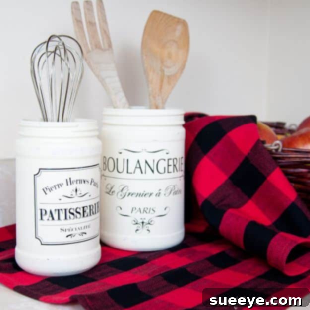 Kitchen Canister DIY DIY farmhouse kitchen canisters made from Dollar Tree items