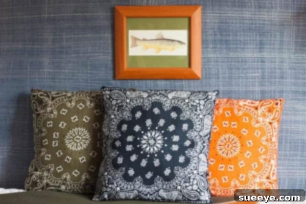Dollar Store Bandana Pillows DIY bandana pillows made with Dollar Tree bandanas and stuffing