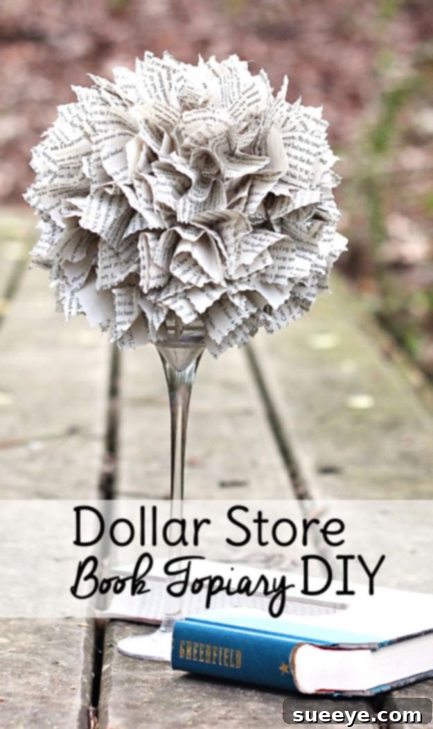 Dollar Store Book Topiary DIY DIY book topiary made with Dollar Tree books and a planter