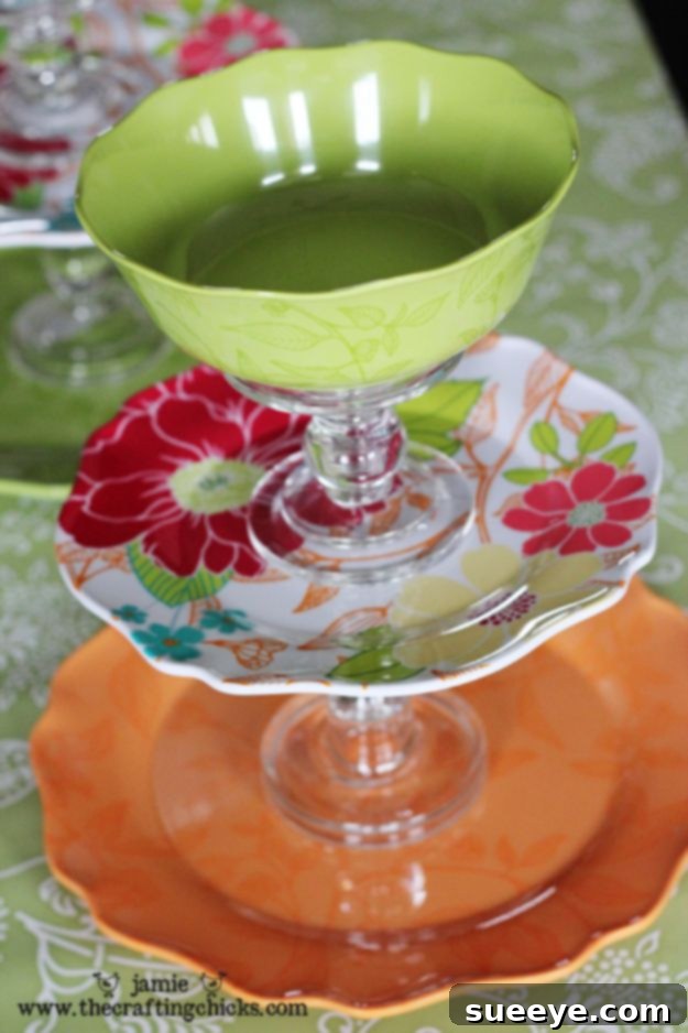 DIY Treat Stands DIY tiered treat stands made from Dollar Tree plates and candlesticks